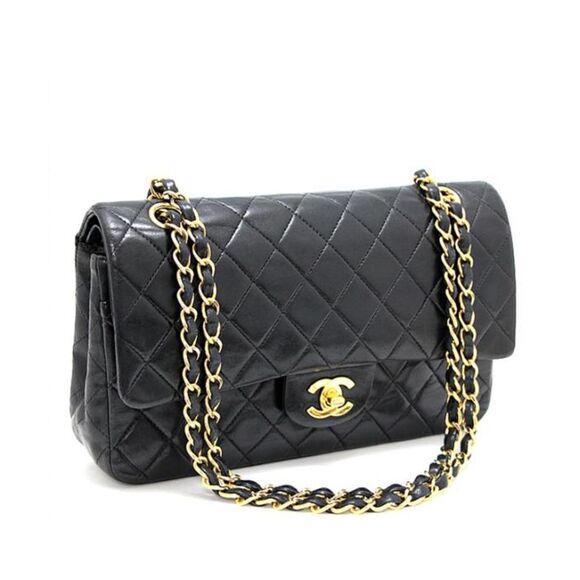 Chanel Matelasse 25 Chain Shoulder Bag W Flap Lamb Black - Picture 1 of 7